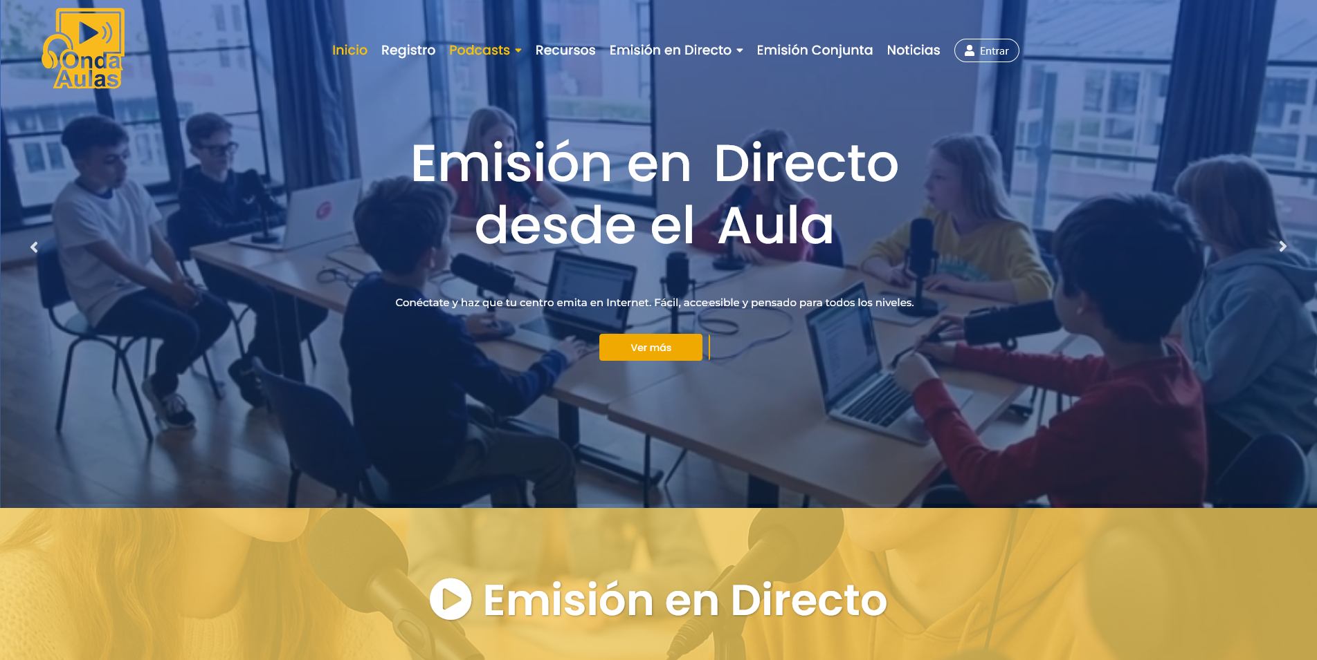 Captura de la plataforma Onda en las Aulas
